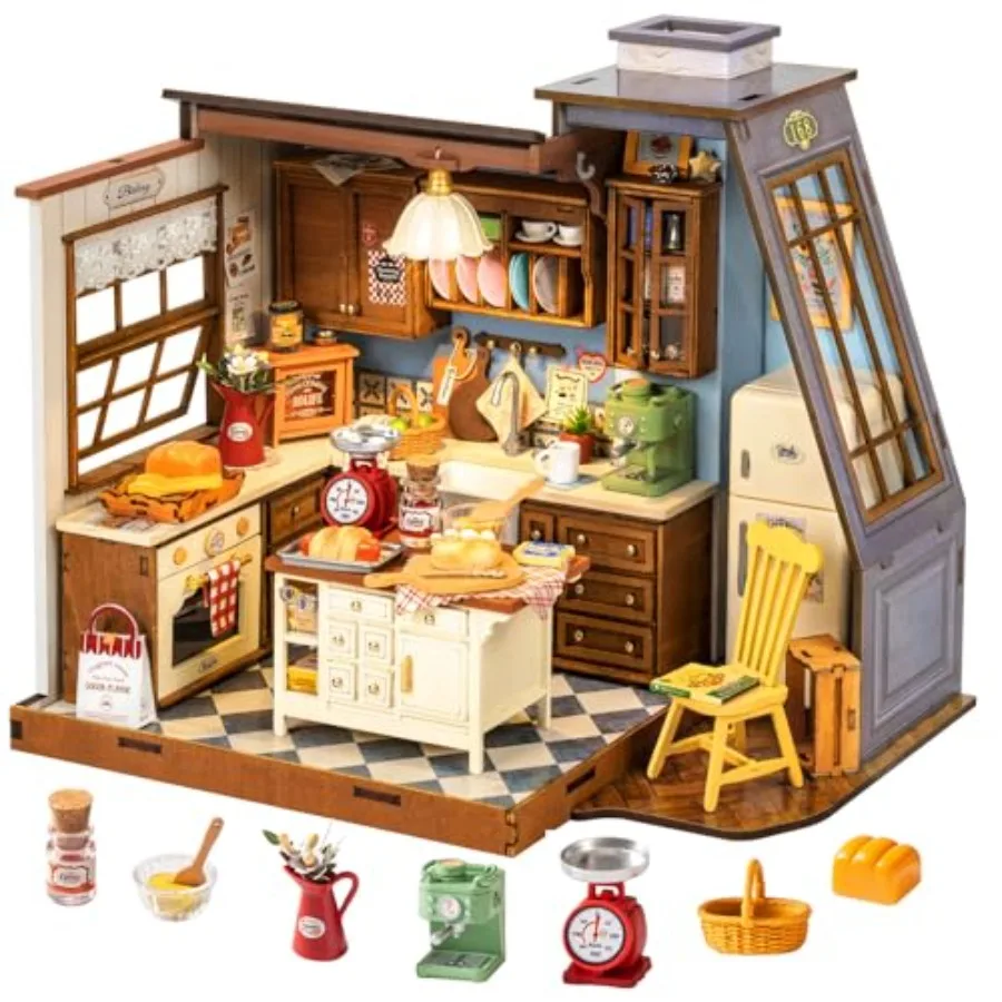 DIY Dollhouse Miniature House Kit 1:18 Scale Baking Kictchen with Pitched Roof Window, Diorama Tiny House Building Kit Crafts f
DIY Dollhouse Miniature House Kit 1:18 Scale Baking Kictchen with Pitched Roof Window, Diorama Tiny House Building Kit Crafts f