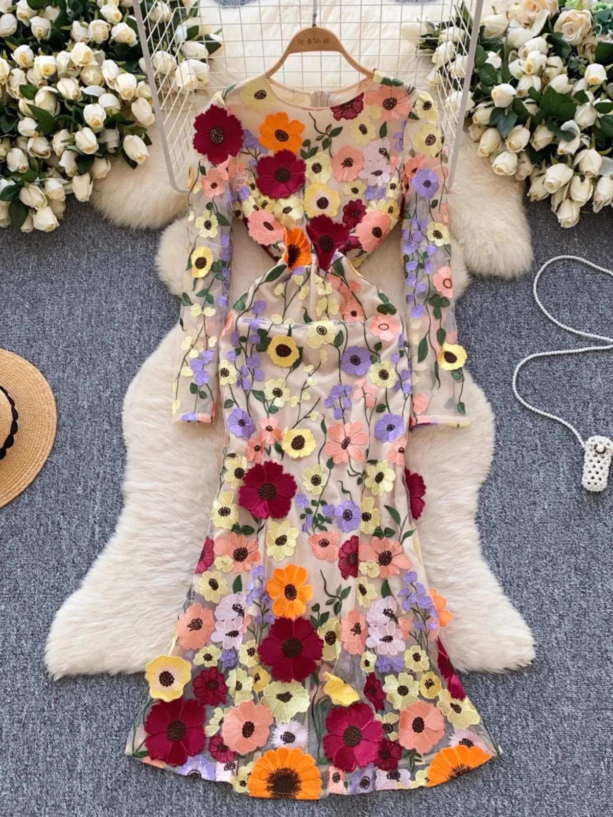 New Floral Tulle Dress High Quality 3D Embroidered Flowers Elegant Long Evening Dress Party Women Clothes Spring Summer 53912
New Floral Tulle Dress High Quality 3D Embroidered Flowers Elegant Long Evening Dress Party Women Clothes Spring Summer 53912