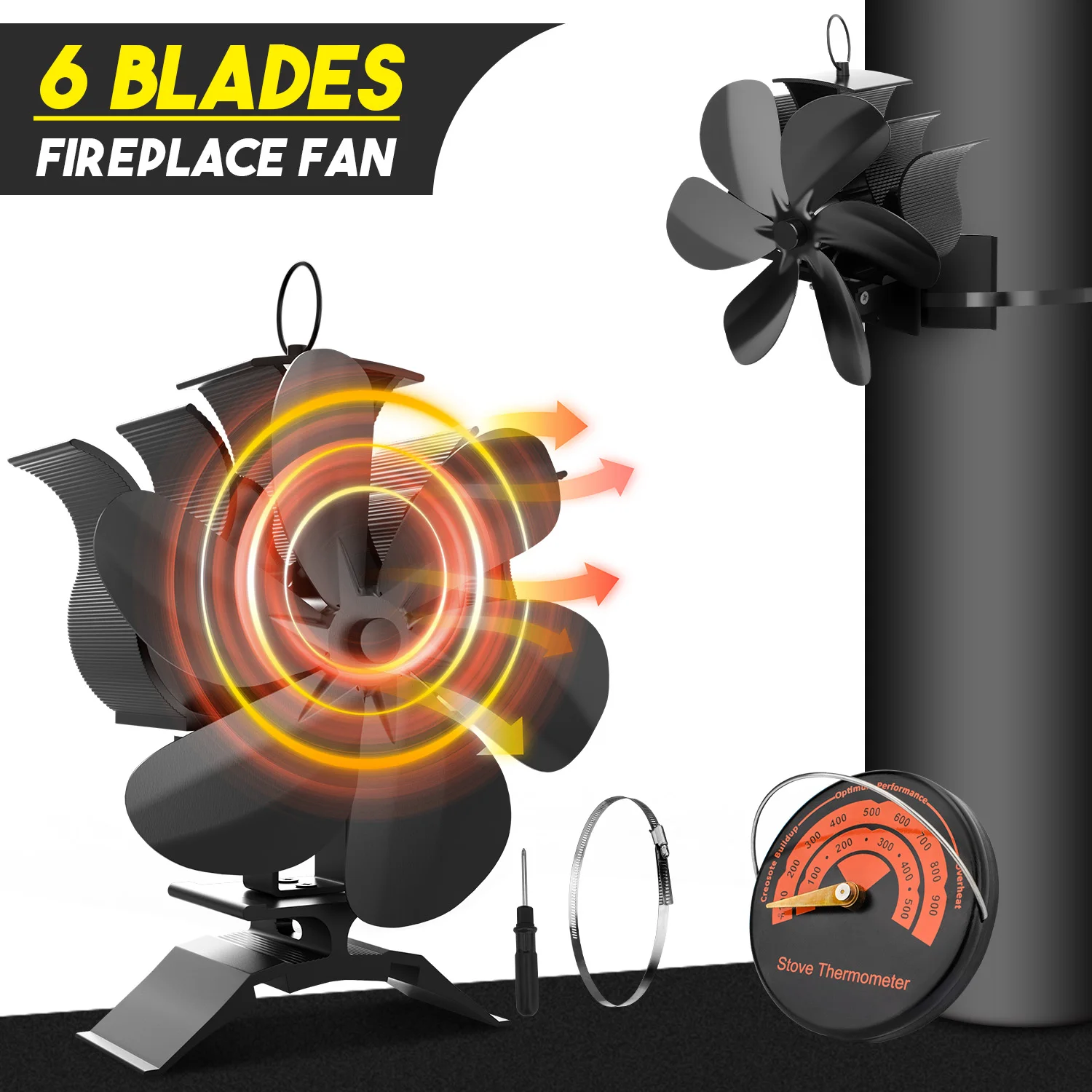 Gisam Dual Use 6 Blades Stove Fan Heat Powered Fireplace Fan Log Wood Burner Eco-Fan Quiet Home Warm Efficient Heat Distribution
Gisam Dual Use 6 Blades Stove Fan Heat Powered Fireplace Fan Log Wood Burner Eco-Fan Quiet Home Warm Efficient Heat Distribution