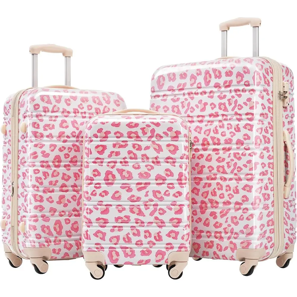 3-Piece Pink Leopard Hardshell Spinner Luggage Set with TSA Lock, Expandable 20+24+28, Lightweight PC for Travel
3-Piece Pink Leopard Hardshell Spinner Luggage Set with TSA Lock, Expandable 20+24+28, Lightweight PC for Travel