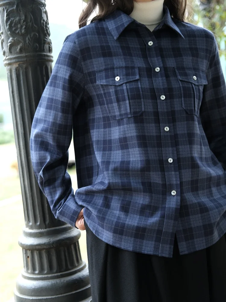 Итальянская тонкая шерстяная рубашка в синюю клетку, свободного кроя, с воротником, длинными рукавами, для женщин, для повседневной носки
Итальянская тонкая шерстяная рубашка в синюю клетку, свободного кроя, с воротником, длинными рукавами, для женщин, для повседневной носки