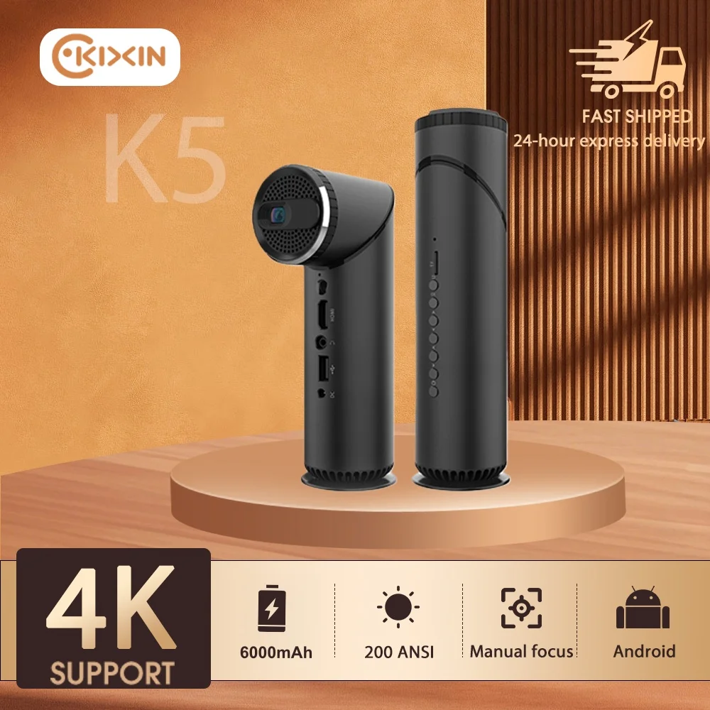 KIXIN K5 Portable Projector 4K 1080p 6000mAh Battery Android WiFi 6, Manual focus & Keystone Correction Outdoor video projector
KIXIN K5 Portable Projector 4K 1080p 6000mAh Battery Android WiFi 6, Manual focus & Keystone Correction Outdoor video projector