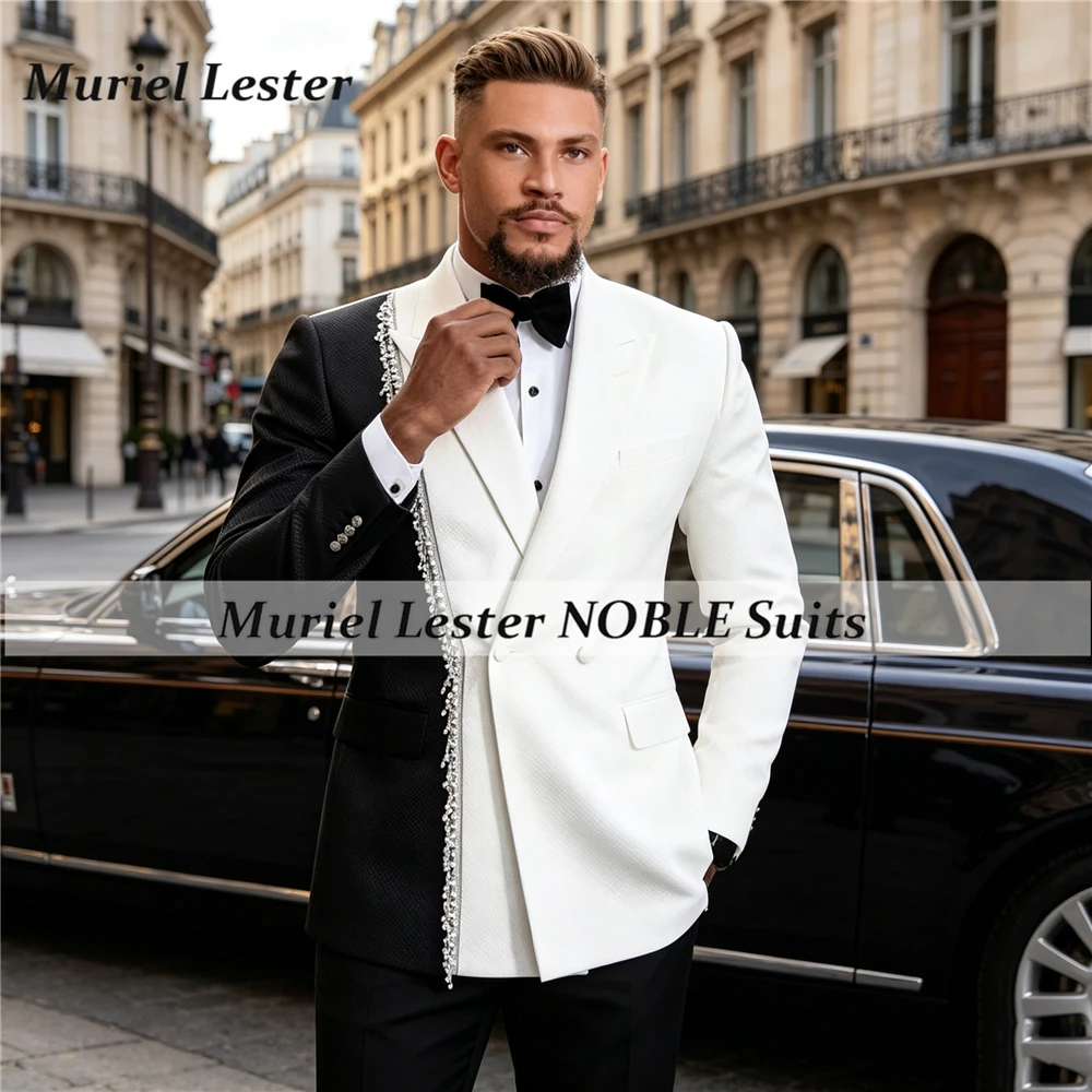 Male Fashion Wedding Suit For Man Beaded Pearls Prom Blazer Customized Double Breasted Jacket Pants 2 Piece Groom Tuxedo Blazer
Male Fashion Wedding Suit For Man Beaded Pearls Prom Blazer Customized Double Breasted Jacket Pants 2 Piece Groom Tuxedo Blazer