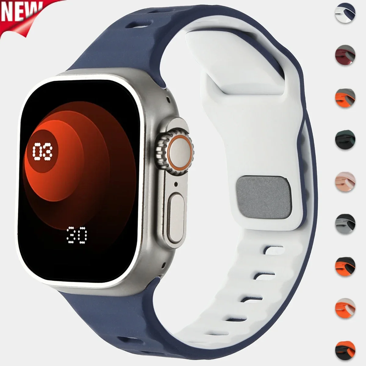 Silicone Sport Band For Apple Watch Strap 44mm 45mm 42mm 46mm Two-tone Bracelet iWatch Series 10 9 8 7 6 SE 5 Ultra 2 49mm Belt
Silicone Sport Band For Apple Watch Strap 44mm 45mm 42mm 46mm Two-tone Bracelet iWatch Series 10 9 8 7 6 SE 5 Ultra 2 49mm Belt