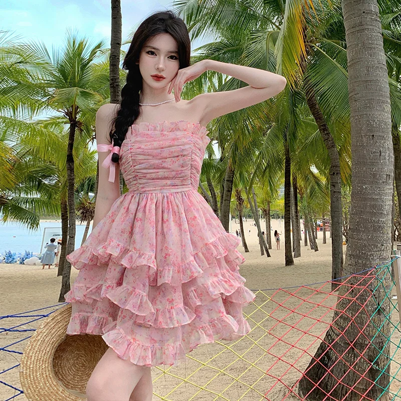 Summer Lolita Fairy Dress Pink Cake Princess Dress Organza Flower Wrap Mini Dress Ladies A-line Dress Women Clothing
Summer Lolita Fairy Dress Pink Cake Princess Dress Organza Flower Wrap Mini Dress Ladies A-line Dress Women Clothing