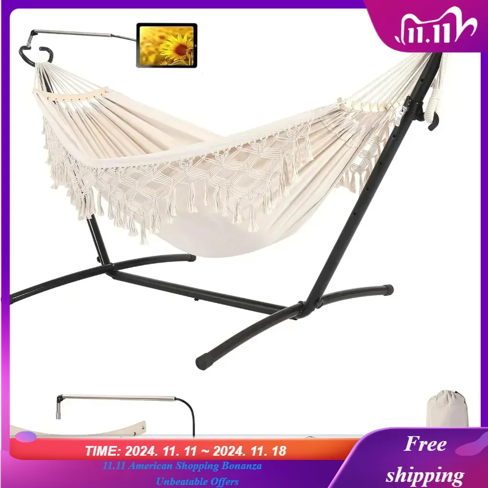 Double Hammock with Stand Upgraded Phone Holder Portable Heavy Duty Stainless Steel Patio Yard Beach with Carrying Case Beige
Double Hammock with Stand Upgraded Phone Holder Portable Heavy Duty Stainless Steel Patio Yard Beach with Carrying Case Beige