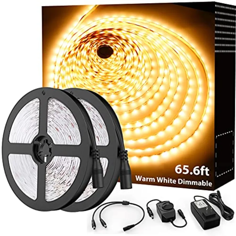 LED Strip Lighting 65.6ft 3000K Dimmable Led Tape Light 20m Bright 1200 LEDs 2835 Flexible Ribbon Christmas Light 12V Adhesive
LED Strip Lighting 65.6ft 3000K Dimmable Led Tape Light 20m Bright 1200 LEDs 2835 Flexible Ribbon Christmas Light 12V Adhesive
