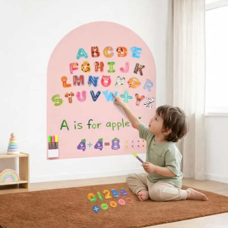 Arched Magnetic Chalkboard Wall for Peel and Stick Large Magnetic Board 39.4 x 31.5 in Alphabet and Number Magnet Set 64 PCS Le
Arched Magnetic Chalkboard Wall for Peel and Stick Large Magnetic Board 39.4 x 31.5 in Alphabet and Number Magnet Set 64 PCS Le