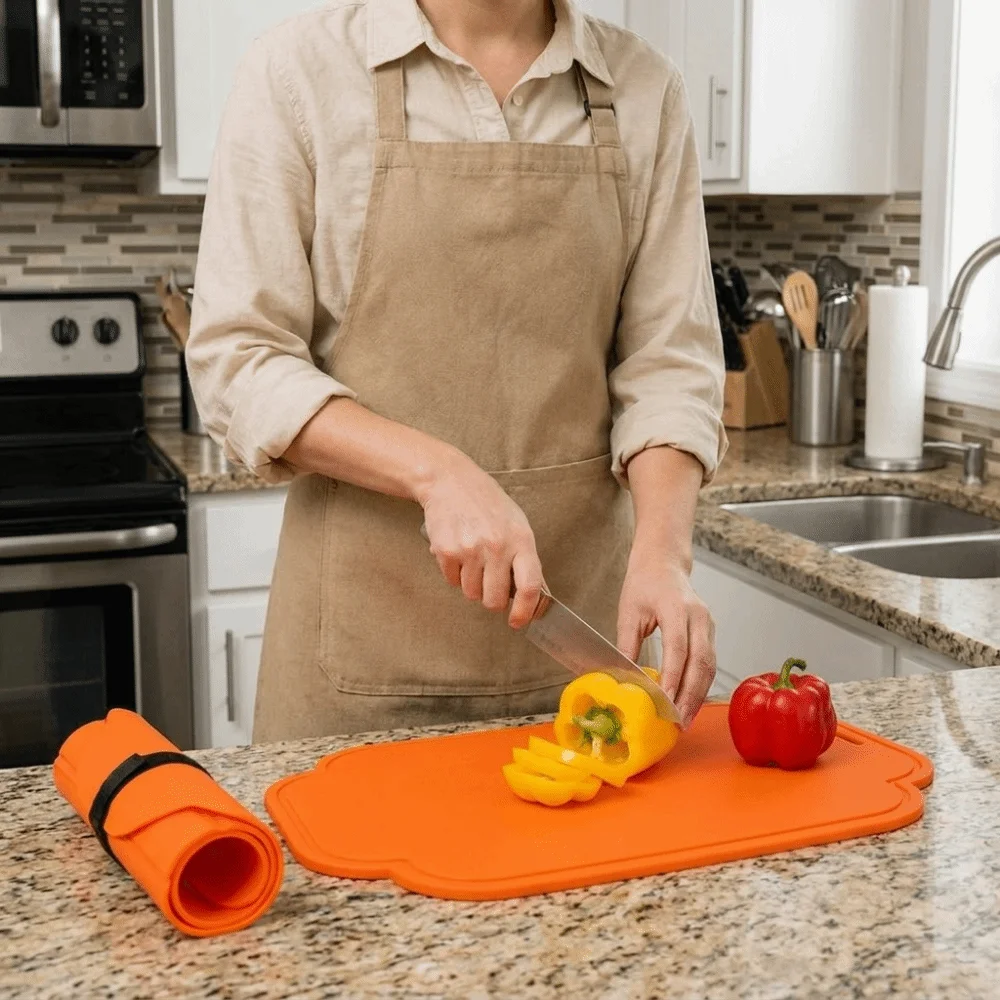 Portable Silicone Folding Cutting Board Anti-Slip Flexible Cutting Mat Food Grade Reusable Vegetable Chopping Board Chopping Mat
Portable Silicone Folding Cutting Board Anti-Slip Flexible Cutting Mat Food Grade Reusable Vegetable Chopping Board Chopping Mat