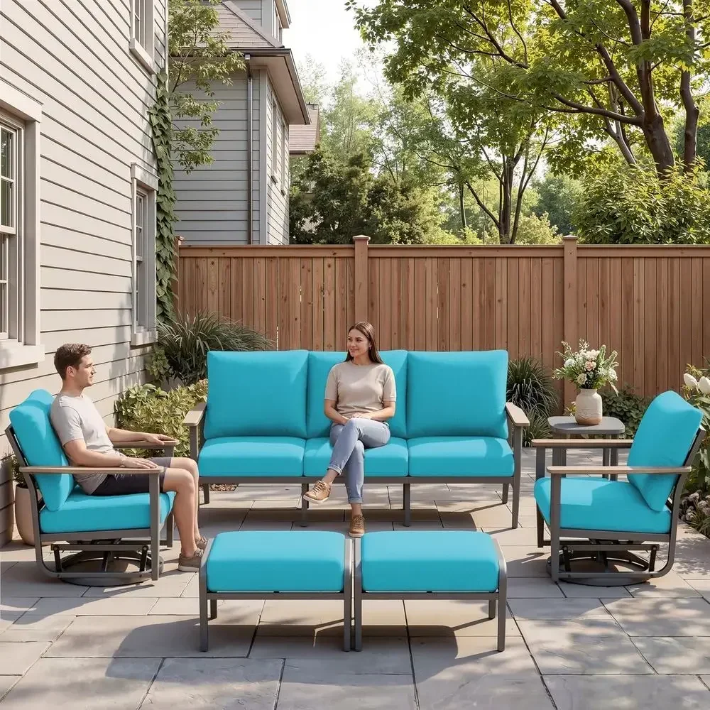 Outdoor Patio urniture Set, 6-Piece Outdoor Soa with 5.1" Thick Cushions, Swivel Rocking Chairs, Outdoor Couch with Ottomans, or
Outdoor Patio urniture Set, 6-Piece Outdoor Soa with 5.1" Thick Cushions, Swivel Rocking Chairs, Outdoor Couch with Ottomans, or