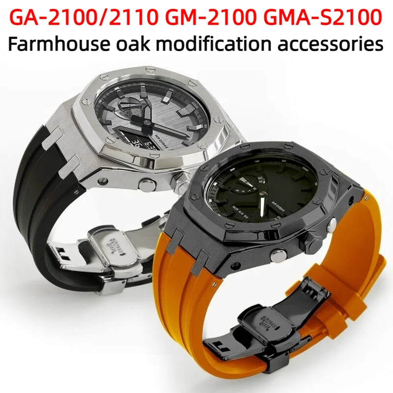 For Casio G-SHOCK GA-2100 Mod kit Farmhouse oak GA2100 GM2100 GMA-S2100 metal bezel case FKM Fluorine rubber watch strap parts
For Casio G-SHOCK GA-2100 Mod kit Farmhouse oak GA2100 GM2100 GMA-S2100 metal bezel case FKM Fluorine rubber watch strap parts