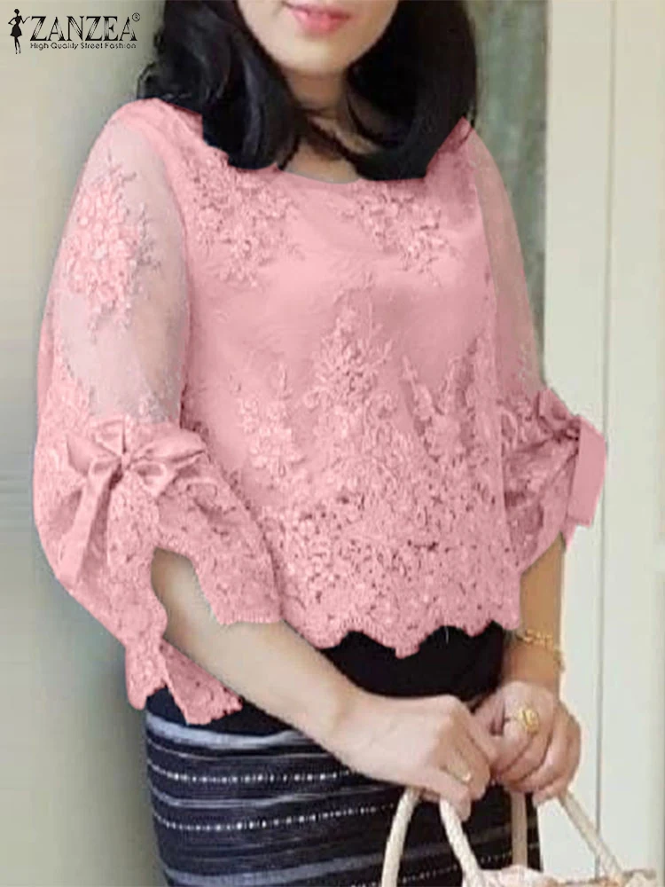 ZANZEA Casual Tops Tee Summer Spring 3/4 Sleeve Lace Patchwork Transparent Women Blouse Streetwear Solid Lace-up Blusas Tunic
ZANZEA Casual Tops Tee Summer Spring 3/4 Sleeve Lace Patchwork Transparent Women Blouse Streetwear Solid Lace-up Blusas Tunic