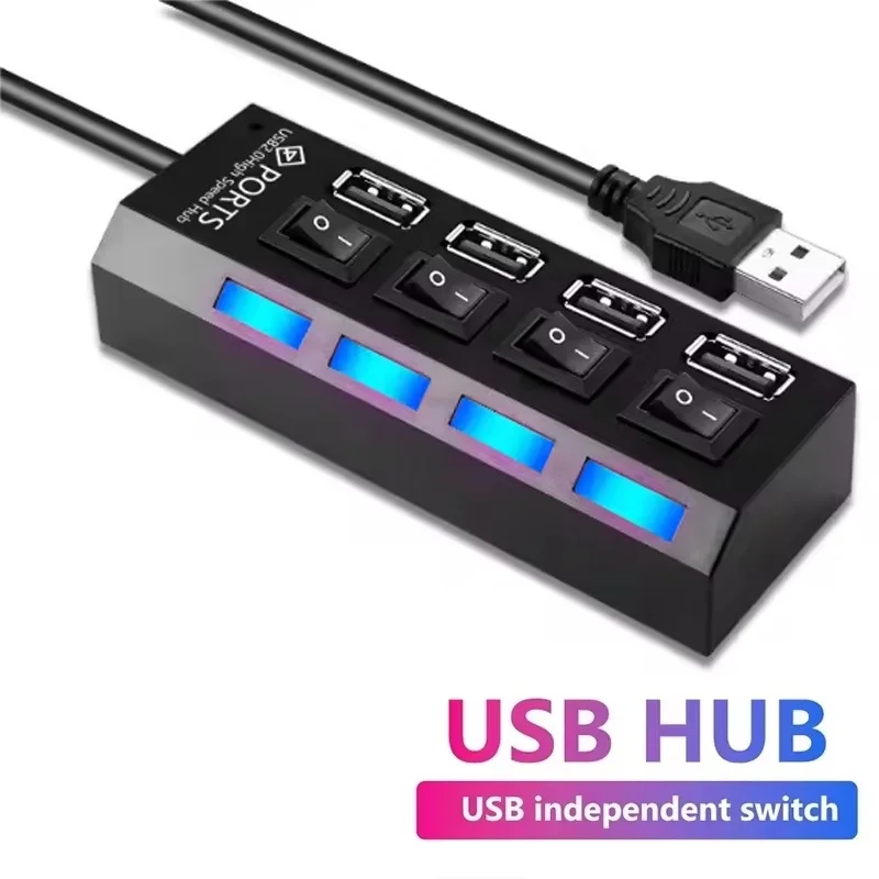 USB Switch Extension Hub 4-Port Splitter With ON/OFF LED Indicator Multiple Expander For PC Laptop Desktop MacBook Accessories
USB Switch Extension Hub 4-Port Splitter With ON/OFF LED Indicator Multiple Expander For PC Laptop Desktop MacBook Accessories