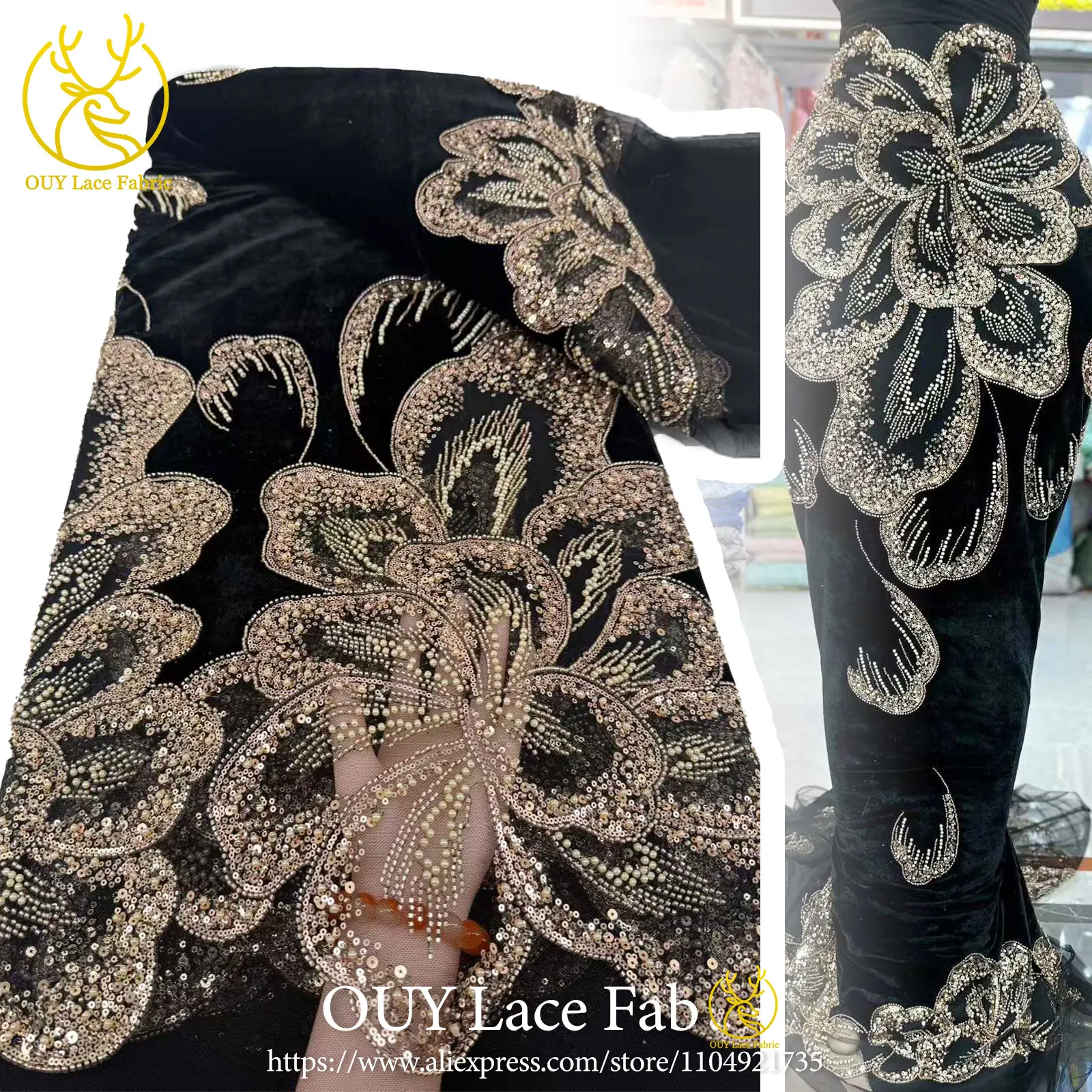 Hot-Selling African Velvet Beaded Sequined Lace Fabric 2026 High-Quality Nigerian Tulle Lace Fabric For Evening Dress Sewing
Hot-Selling African Velvet Beaded Sequined Lace Fabric 2026 High-Quality Nigerian Tulle Lace Fabric For Evening Dress Sewing