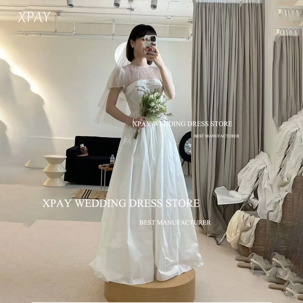 XPAY Halter Sheer Tulle Puff Sleeves Korea Wedding Dresses Photo Shoot Taffeta Floor-Length Pleat Bridal Gowns Customized 웨딩드레스
XPAY Halter Sheer Tulle Puff Sleeves Korea Wedding Dresses Photo Shoot Taffeta Floor-Length Pleat Bridal Gowns Customized 웨딩드레스