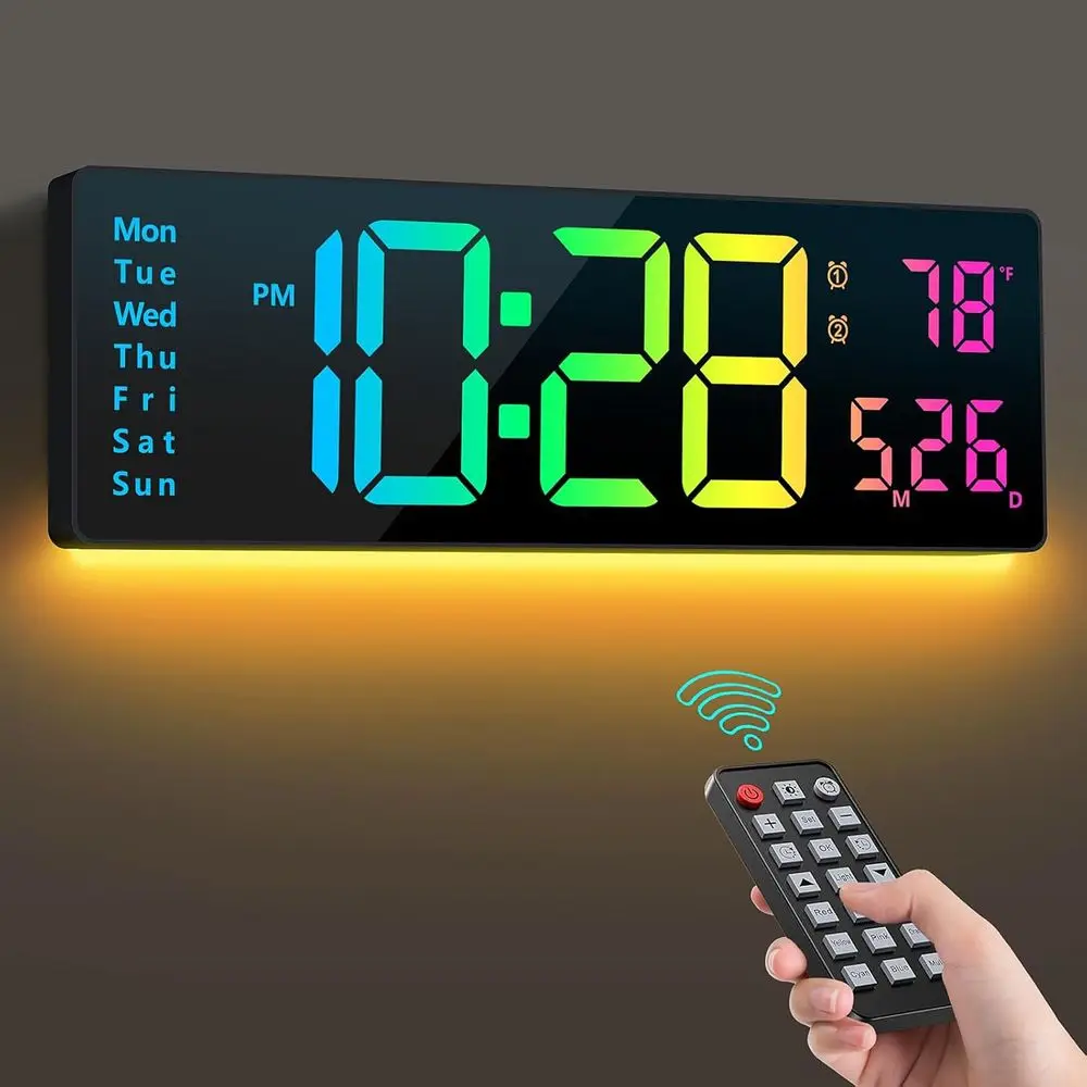 Digital Wall Clock 16", Wall Clocks with 11 RGB Col, Alarm Clock with Night Lights, Large Digital Clock or Living Room Bedroom O
Digital Wall Clock 16", Wall Clocks with 11 RGB Col, Alarm Clock with Night Lights, Large Digital Clock or Living Room Bedroom O