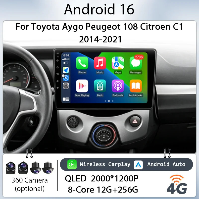Car Stereo IPS Touch Screen CarPlay GPS Navi BT WiFi DSP Player 9" Android 16 for Toyota Aygo Peugeot 108 Citroen C1 2014-2021
Car Stereo IPS Touch Screen CarPlay GPS Navi BT WiFi DSP Player 9" Android 16 for Toyota Aygo Peugeot 108 Citroen C1 2014-2021