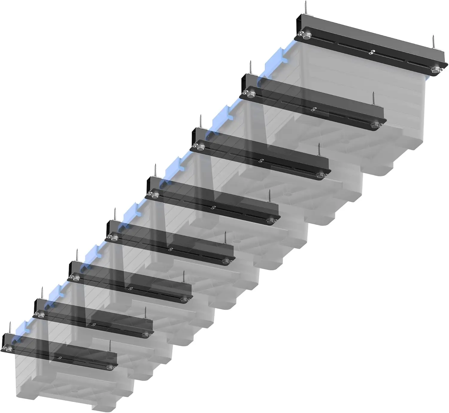Прочная потолочная система хранения для гаража, регулируемая подвесная система для контейнеров с 8 кронштейнами
Прочная потолочная система хранения для гаража, регулируемая подвесная система для контейнеров с 8 кронштейнами
