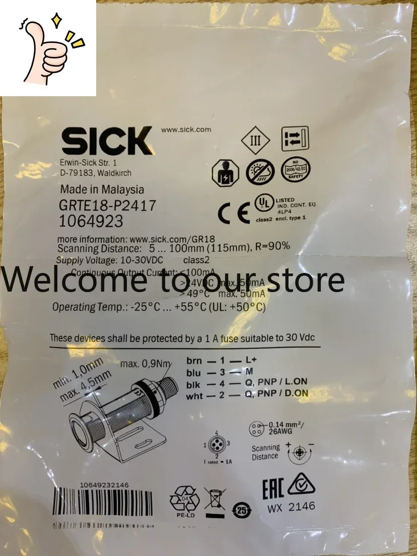 2025.5 Germany SICK Photoelectric Switch GRTE18-P2417 Original Brand-new Genuine Fake One Penalty Ten Support After-sales.
2025.5 Germany SICK Photoelectric Switch GRTE18-P2417 Original Brand-new Genuine Fake One Penalty Ten Support After-sales.