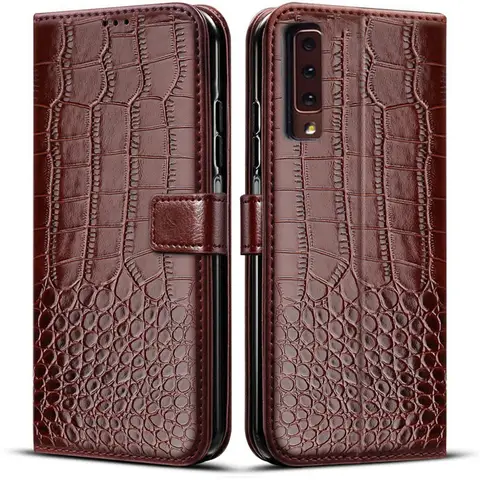 Étui à rabat magnétique en cuir pour téléphone Samsung Galaxy, housse de protection pour modèles A750, A7 (2018), horizon, A8, 2018, 2016, 2015, A5, A3, 2027, A530F