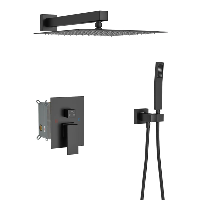Dual Shower Head - 10 Inch Wall Mounted Square Shower System with Rough-in Valve,Matte black
Dual Shower Head - 10 Inch Wall Mounted Square Shower System with Rough-in Valve,Matte black