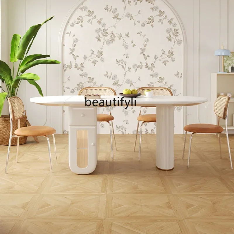 Cream Style Folding Dining Table Home French Simple Retractable Stone Plate Kitchen Island Dining Table
Cream Style Folding Dining Table Home French Simple Retractable Stone Plate Kitchen Island Dining Table