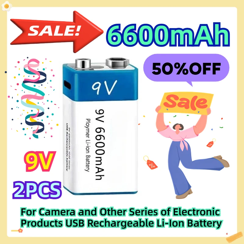 For Camera and Other Series of Electronic Products USB Rechargeable Li-Ion Battery 9V 6600mAh 2pcs
For Camera and Other Series of Electronic Products USB Rechargeable Li-Ion Battery 9V 6600mAh 2pcs