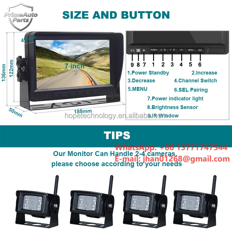 Trending 7inch 4CH Wireless CCTV Camera System Night Vision 1080P Front/Rear/Left/Right for RV Dump Trucks
Trending 7inch 4CH Wireless CCTV Camera System Night Vision 1080P Front/Rear/Left/Right for RV Dump Trucks