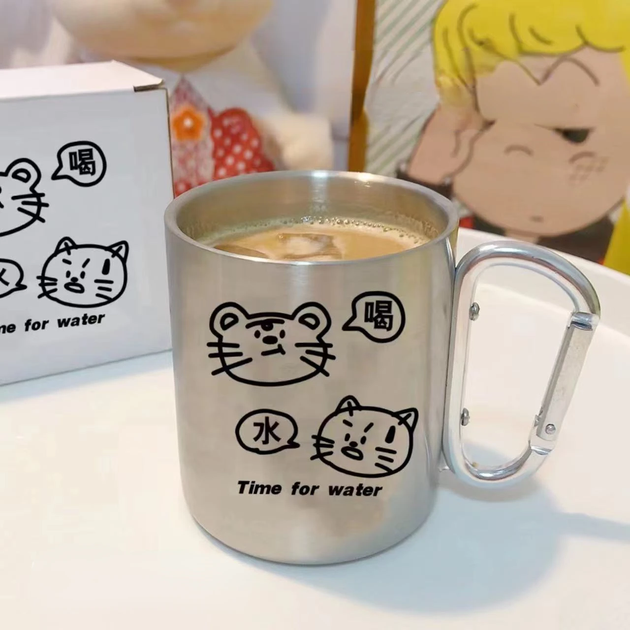 Cute Kitten Stainless Steel Mug Anti-fall Can Be Hung Buckle Portable Coffee Cup Girl Drink Milk Beer Tea Juice Handle Cup
Cute Kitten Stainless Steel Mug Anti-fall Can Be Hung Buckle Portable Coffee Cup Girl Drink Milk Beer Tea Juice Handle Cup