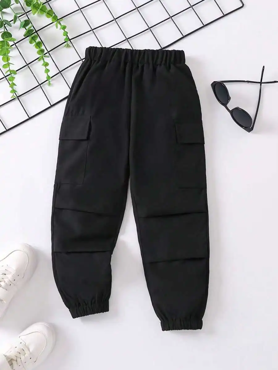 Black Cargo Jogger Pants with Flap Pockets for Kids
Black Cargo Jogger Pants with Flap Pockets for Kids