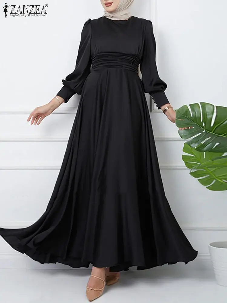 ZANZEA Women Autumn Muslim Dress O-Neck Solid Abayas Fashion Women Lace Up Sundress Elegant Full Sleeve Dresses Femme Vestidos
ZANZEA Women Autumn Muslim Dress O-Neck Solid Abayas Fashion Women Lace Up Sundress Elegant Full Sleeve Dresses Femme Vestidos