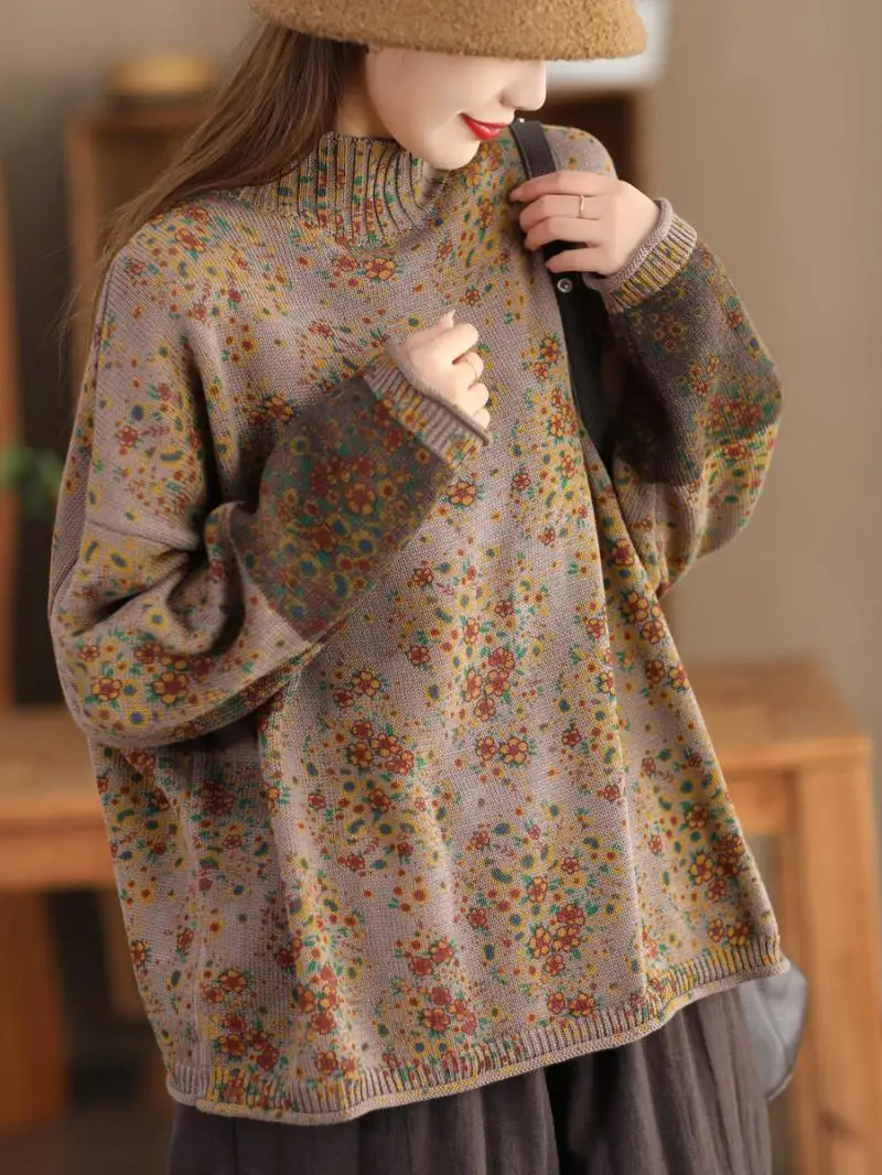 Women Pullover Sweaters Mock Neck Long Sleeve Patchwork Print Floral 2025 Spring New Knitted Cotton Women Sweaters
Women Pullover Sweaters Mock Neck Long Sleeve Patchwork Print Floral 2025 Spring New Knitted Cotton Women Sweaters