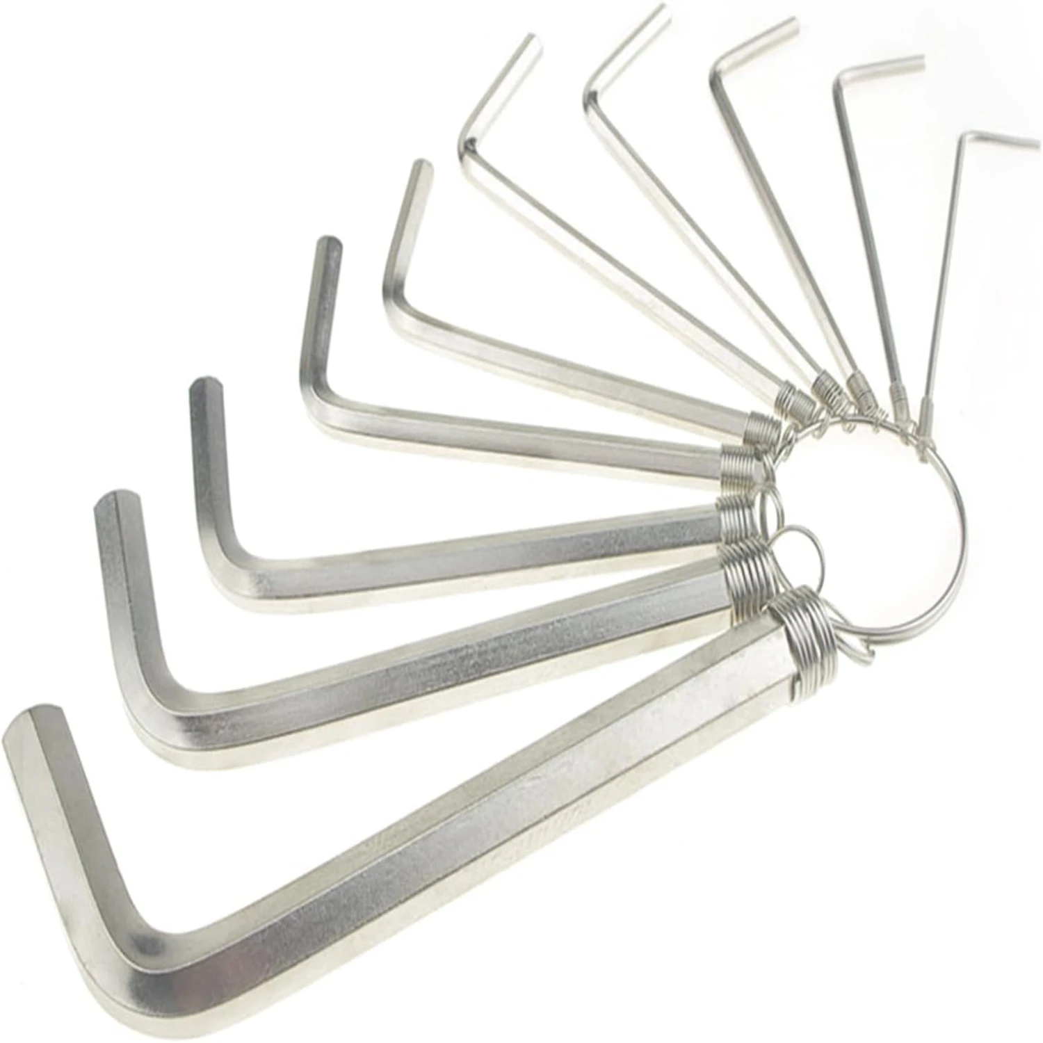 Versatile, sturdy, and efficient set of 8 silver L-shaped hex keys - must-have addition for precise tightening in workshop tools
Versatile, sturdy, and efficient set of 8 silver L-shaped hex keys - must-have addition for precise tightening in workshop tools