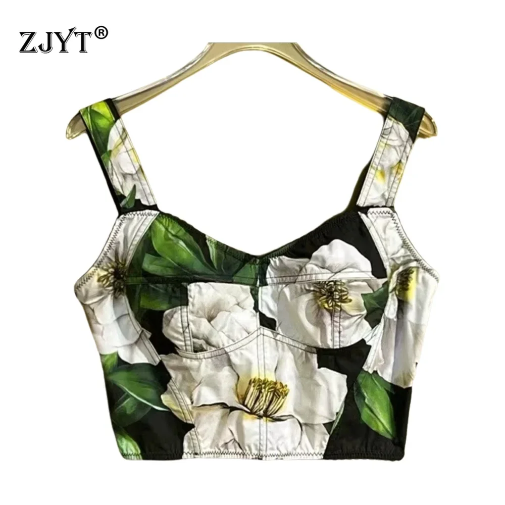 ZJYT 100% Cotton Floral Print Crop Top Long Skirts for Women Summer Runway Fashion Sleeveless Vintage Beach Holiday Tops Female
ZJYT 100% Cotton Floral Print Crop Top Long Skirts for Women Summer Runway Fashion Sleeveless Vintage Beach Holiday Tops Female