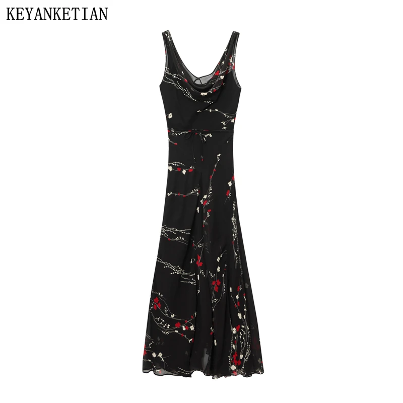 KEYANKETIAN, новое летнее женское платье-майка с цветочным принтом и v-образным вырезом без рукавов, черная майка, длинная юбка трапециевидной формы
KEYANKETIAN, новое летнее женское платье-майка с цветочным принтом и v-образным вырезом без рукавов, черная майка, длинная юбка трапециевидной формы