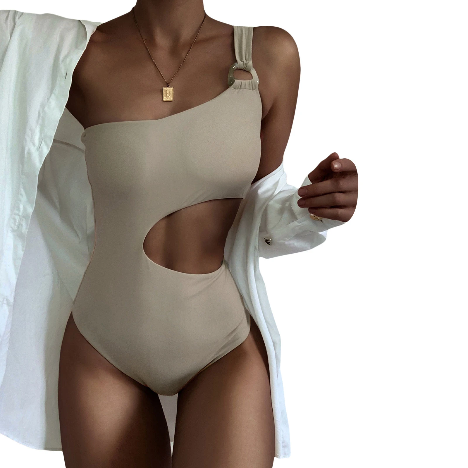 Women's Summer Slim Romper Swimwear Solid Color One Shoulder Hollow Bathing Suit
Women's Summer Slim Romper Swimwear Solid Color One Shoulder Hollow Bathing Suit