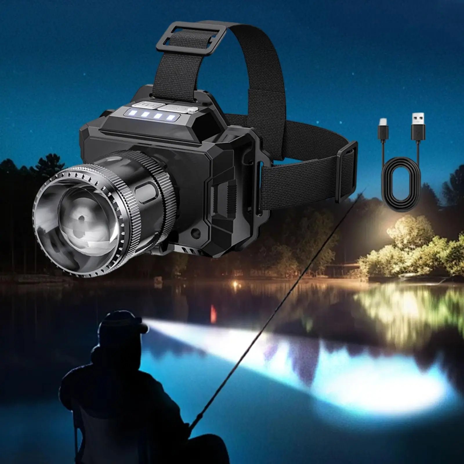 Outdoor Head Light Adjustable Angle with Belt Water Resistant Headlight for Backpacking Reading Emergencies Working
Outdoor Head Light Adjustable Angle with Belt Water Resistant Headlight for Backpacking Reading Emergencies Working