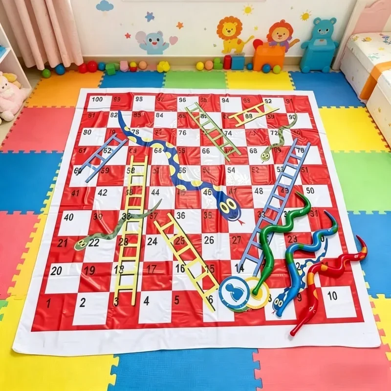 Portable PVC Snake Ladder Mat Family Board Game Inflatable Snakes With Dice Outdoor Travel Children Adult Game Play Tools Toy
Portable PVC Snake Ladder Mat Family Board Game Inflatable Snakes With Dice Outdoor Travel Children Adult Game Play Tools Toy