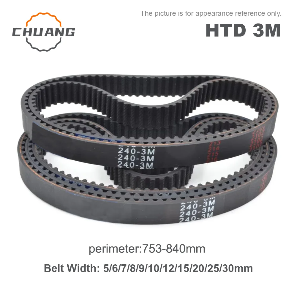 HTD 3M Timing Belt Rubber Closed Loop Length 753-840mm Width 5/6/7/8/9/10/12/15/20/25/30mm HTD 3M Belt
HTD 3M Timing Belt Rubber Closed Loop Length 753-840mm Width 5/6/7/8/9/10/12/15/20/25/30mm HTD 3M Belt