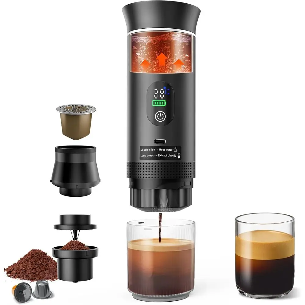Portable 20-Bar Mini Espresso Machine, 3-in-1 Self-Heating Coffee Maker for USB-C and Pod, Ideal for Travel, RV, Hiking, and Off
Portable 20-Bar Mini Espresso Machine, 3-in-1 Self-Heating Coffee Maker for USB-C and Pod, Ideal for Travel, RV, Hiking, and Off