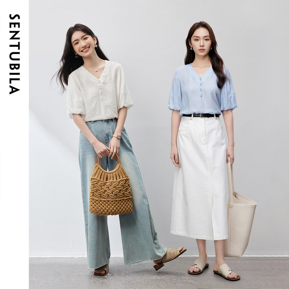 SENTUBILA Blouse Chiffon for Women Linen 2025 Summer Elegant V Neck Puff Sleeve Casual Simple Solid Pullover Tops Daily152V59023
SENTUBILA Blouse Chiffon for Women Linen 2025 Summer Elegant V Neck Puff Sleeve Casual Simple Solid Pullover Tops Daily152V59023