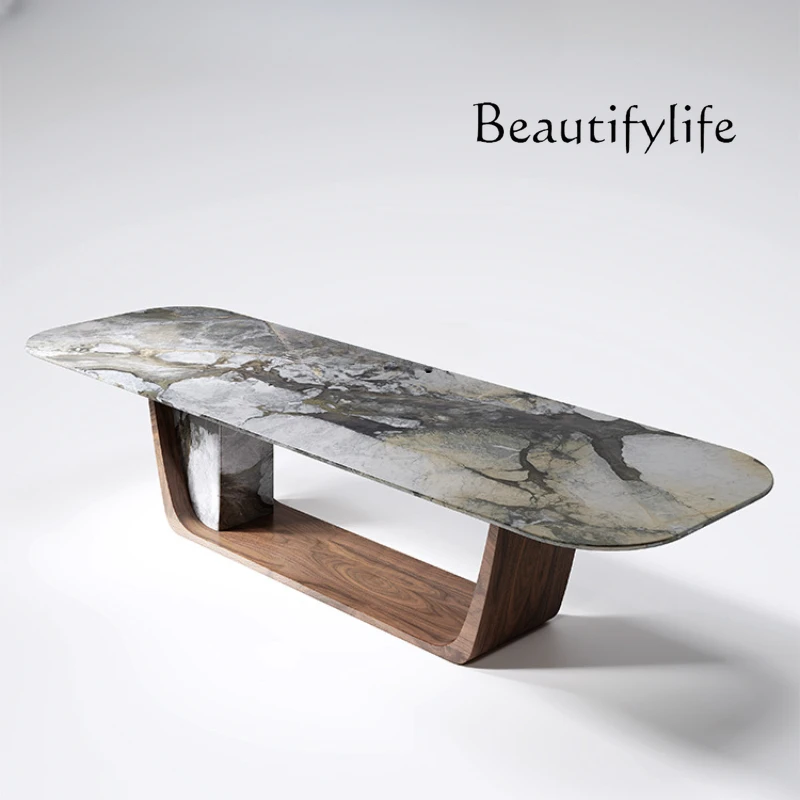 Italian Minimalist Natural Marble Dining-Table Mild Luxury Retro Walnut Color Rectangular Dining Table
Italian Minimalist Natural Marble Dining-Table Mild Luxury Retro Walnut Color Rectangular Dining Table