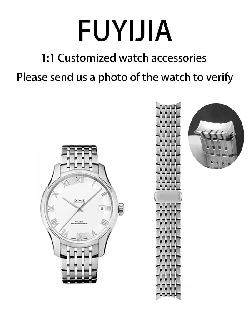 FUYIJIA Custom DE VILLE 433 431 Original Watch Chain 20MM Curved Interface Watchband 316L Stainless Steel Butterfly Buckle Strap
FUYIJIA Custom DE VILLE 433 431 Original Watch Chain 20MM Curved Interface Watchband 316L Stainless Steel Butterfly Buckle Strap