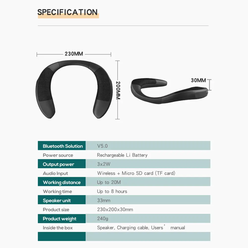 Сверхлегкий носимый Bluetooth-динамик для поездок на работу с шумоизоляцией для путешествий/доступных транспорта
Сверхлегкий носимый Bluetooth-динамик для поездок на работу с шумоизоляцией для путешествий/доступных транспорта
