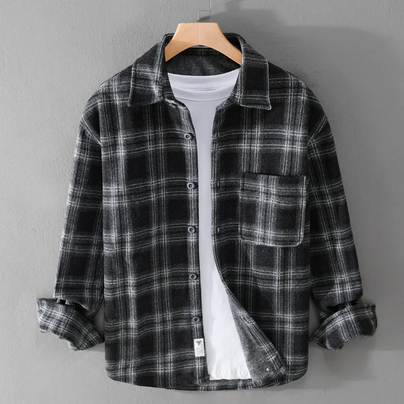 9107 Autumn Winter Thicken Men's Shirt Casual Plaid Loose Pocket Lapel Long Sleeve Single-breasted Fashion All-Match Cozy Tops
9107 Autumn Winter Thicken Men's Shirt Casual Plaid Loose Pocket Lapel Long Sleeve Single-breasted Fashion All-Match Cozy Tops