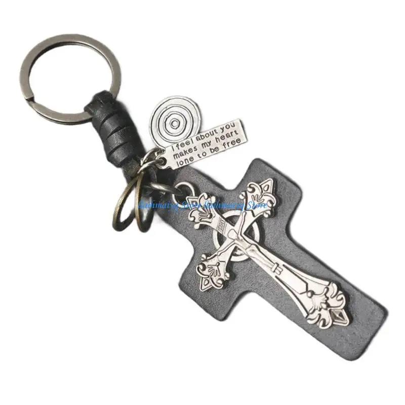 573B Punk PU Leather Holder Religious Crucifix Pendant Ring Accessory
573B Punk PU Leather Holder Religious Crucifix Pendant Ring Accessory