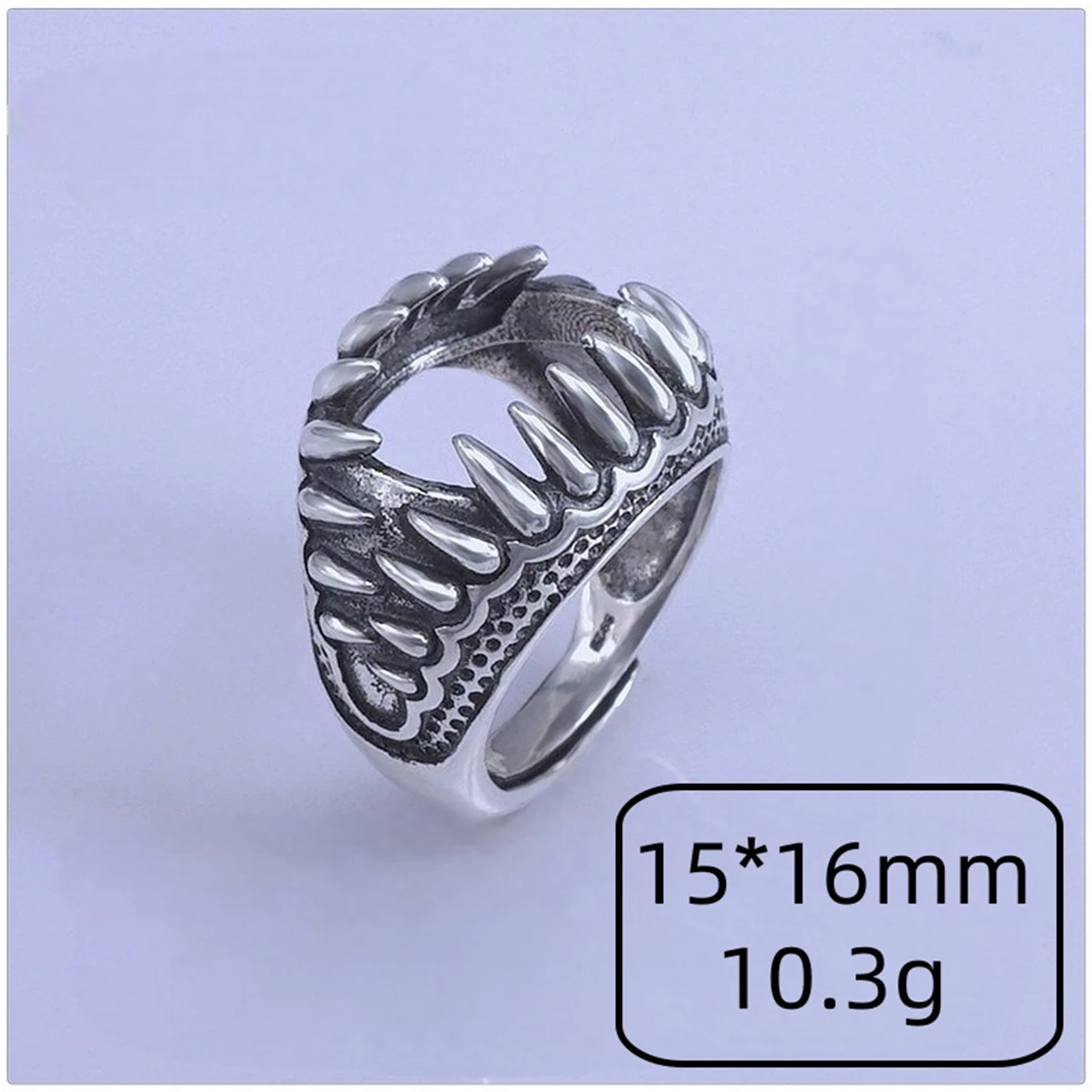 S925 Sterling Silver Oval 15*16mm Retro Ring Setting Personalized Dragon Claw Teeth Various Stones Gifts Charm Jewelry Wholesale
S925 Sterling Silver Oval 15*16mm Retro Ring Setting Personalized Dragon Claw Teeth Various Stones Gifts Charm Jewelry Wholesale