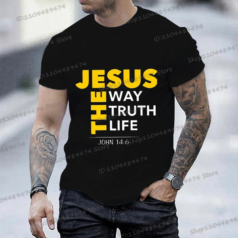 Jesus Way Truth Life Print T Shirt Men Bible Verses Clothing Casual Short Sleeve Tees Summer Christianity God Jesus T-shirts
Jesus Way Truth Life Print T Shirt Men Bible Verses Clothing Casual Short Sleeve Tees Summer Christianity God Jesus T-shirts