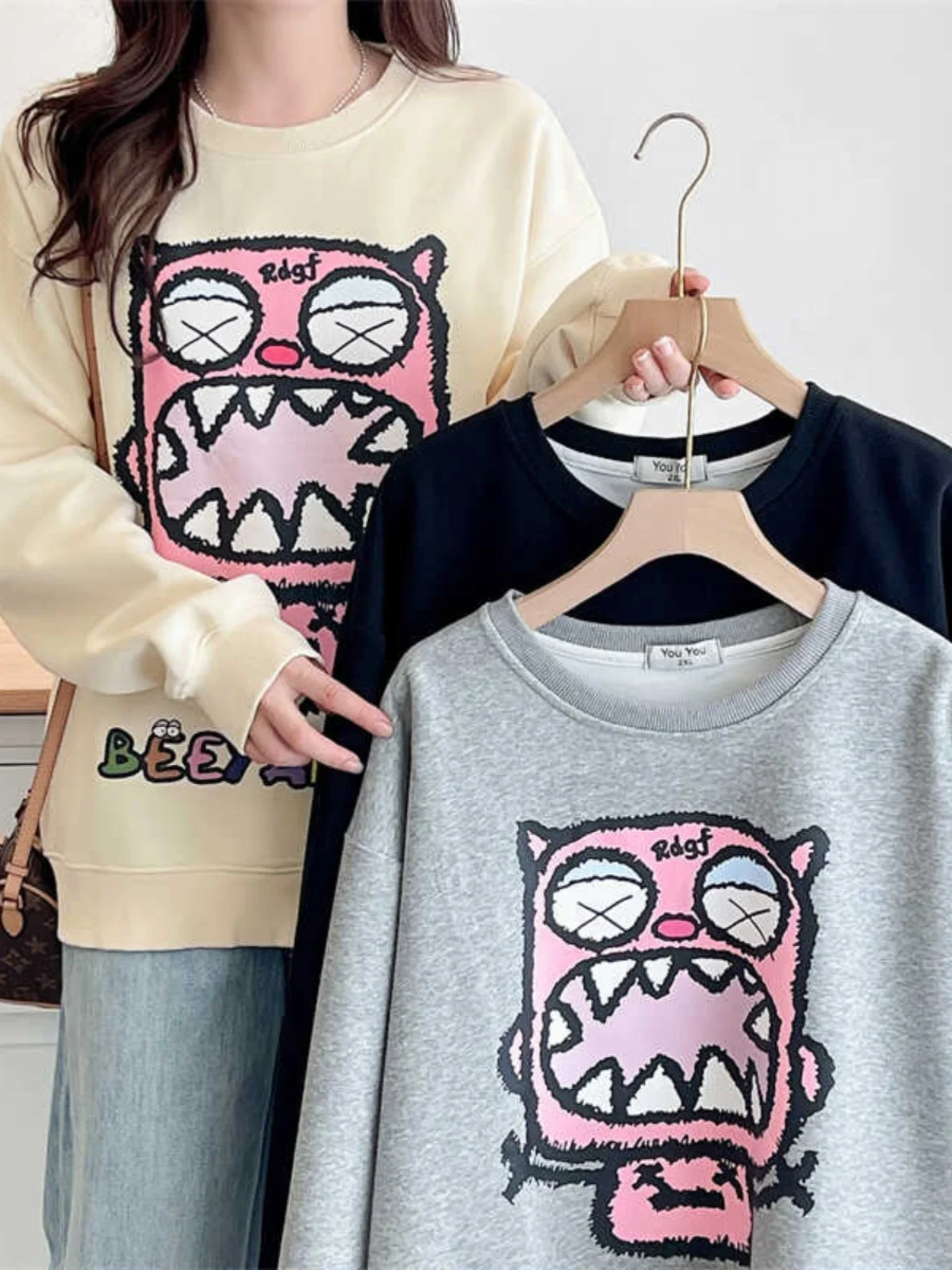 Loose Fit round Neck Long Sleeve Print Sweatshirt Korean Style Comfortable Lazy Fashion Women's Casual Hoodie Spring Autumn
Loose Fit round Neck Long Sleeve Print Sweatshirt Korean Style Comfortable Lazy Fashion Women's Casual Hoodie Spring Autumn