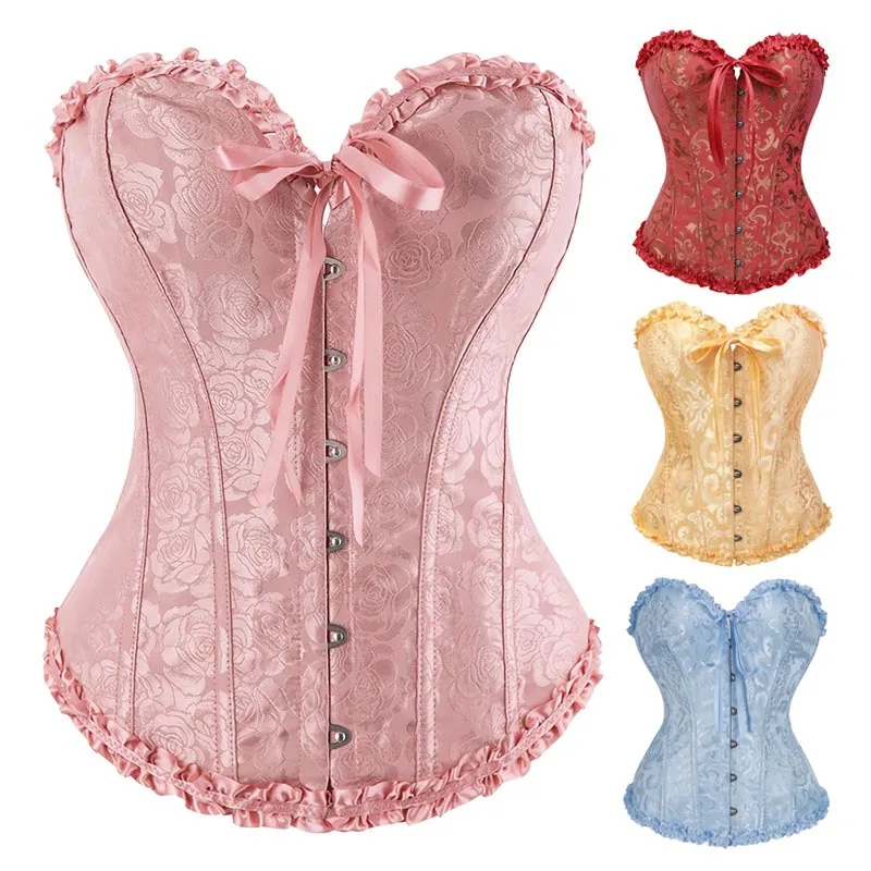 Victorian Women's Corset Top Overbust Lace-Up Floral Jacquard Bustier Sexy Gothic Basques Lingerie Vintage Costume Korset
Victorian Women's Corset Top Overbust Lace-Up Floral Jacquard Bustier Sexy Gothic Basques Lingerie Vintage Costume Korset